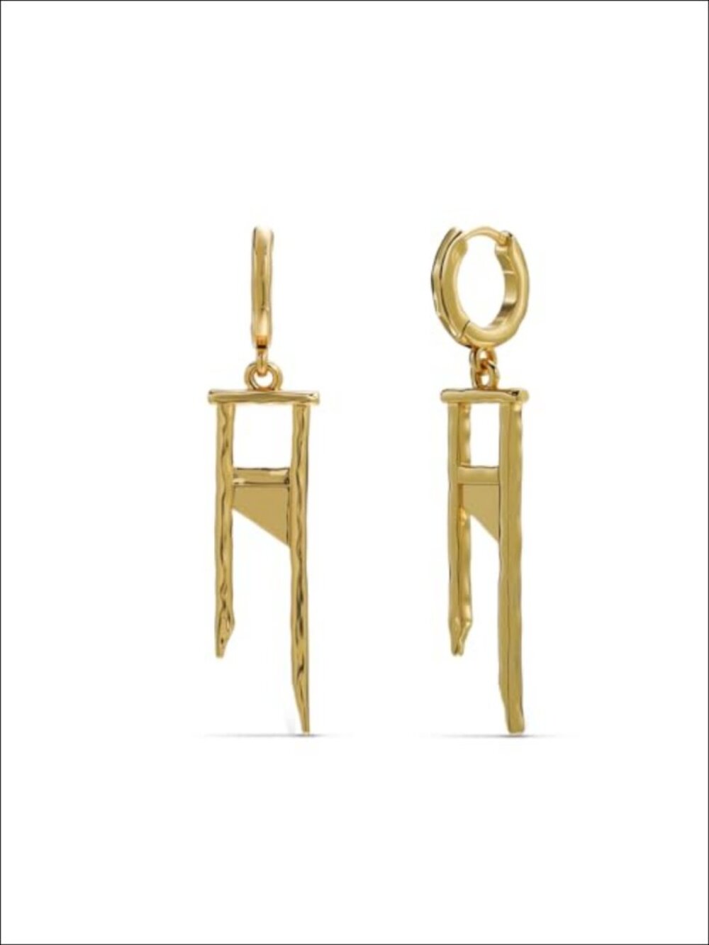 Gothic Dangle Earrings 18G Spiked Hoop Drop 925 Sterling Silver Post 18K Gold